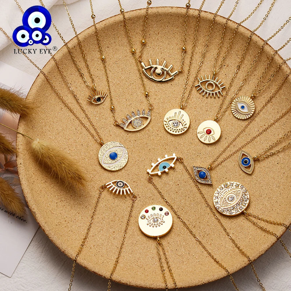 Повезло глаз синий Турецкий Дурной цепочка с подвеской из сплава золота Цвет
