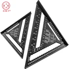 Треугольная линейка OMY 712 дюймаметрическая имперская из алюминиевого сплава черная деревообрабатывающее измерение треугольное Угловое устройство измерение