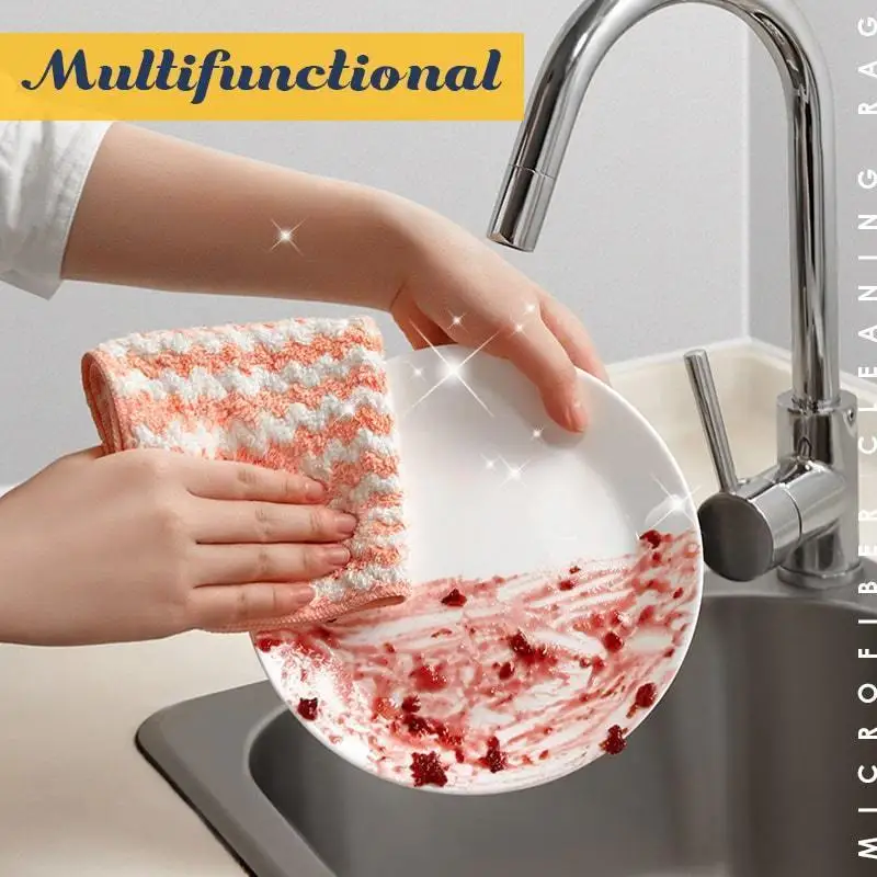 

1PCS Microfiber Towel Absorbent Kitchen Cleaning Cloths Non-stick Oil Dish Towel Rags Napkins Tableware Household Cleaning Towel