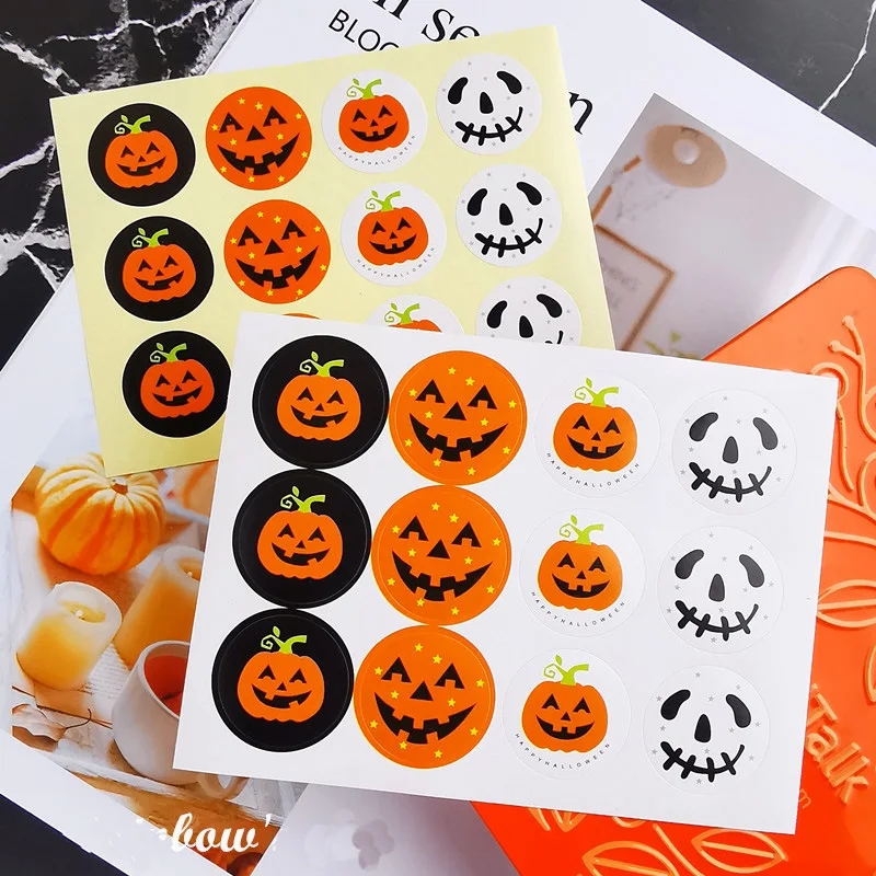 

120 шт., наклейки на Хэллоуин с тыквой, призраком