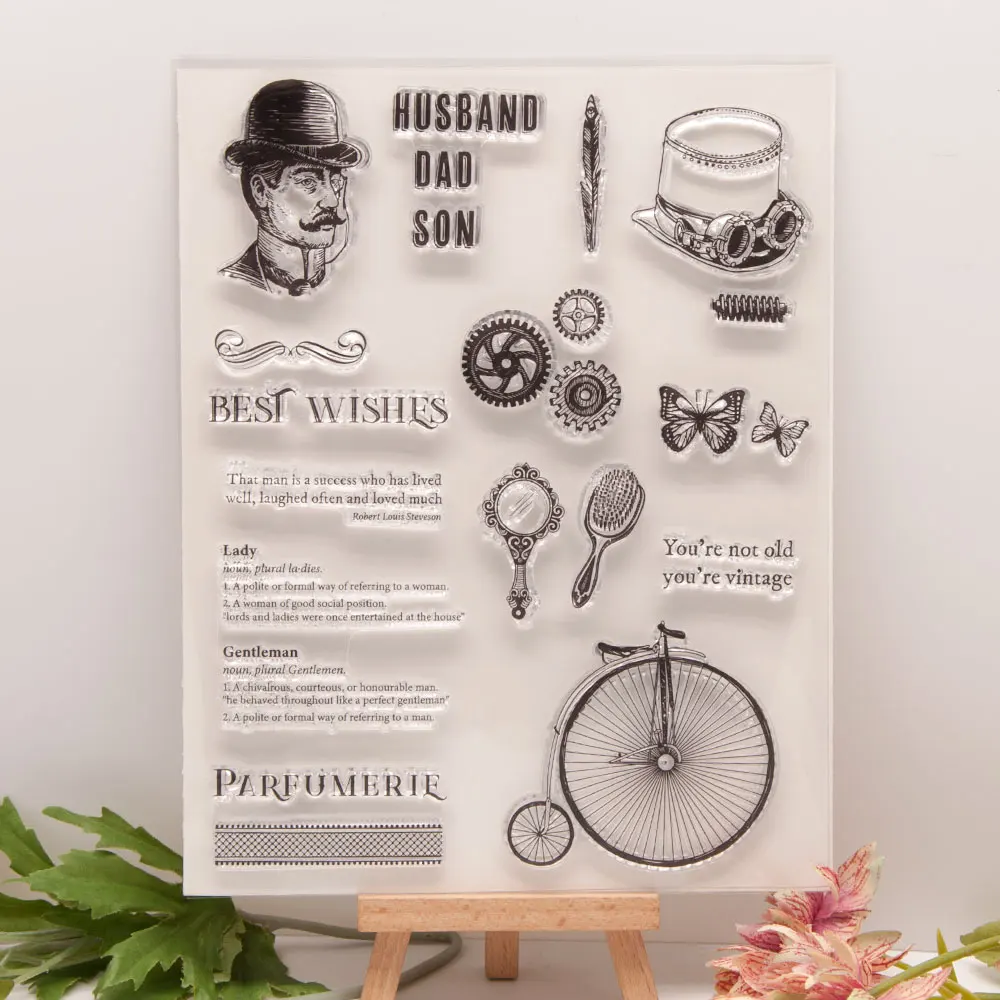 

Retro time Clear Stamps for DIY Scrapbooking Sheet Silicone Seals Craft Stencil Making Photo Album Paper Card Template Decor
