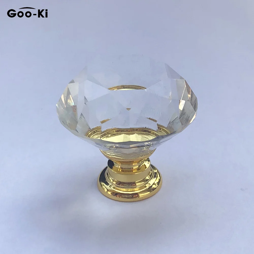 

10 Pcs 30mm Diamond Shape Design Crystal Glass Golden Knobs Cupboard Drawer Pull Kitchen Cabinet Door Wardrobe Handles Hardware