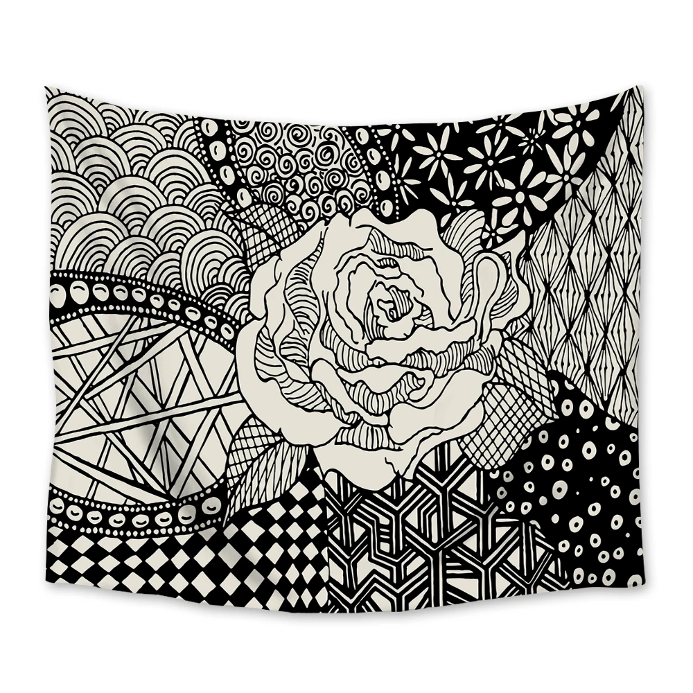 

Настенный гобелен с абстрактным рисунком роз, черные цветы, геометрические настенные гобелены, религия, этнические особенности, Настенный ...