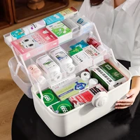 multilayer clear lid portable medicine chest organizer large storage box folding handle emergency kit box home first aid kit
