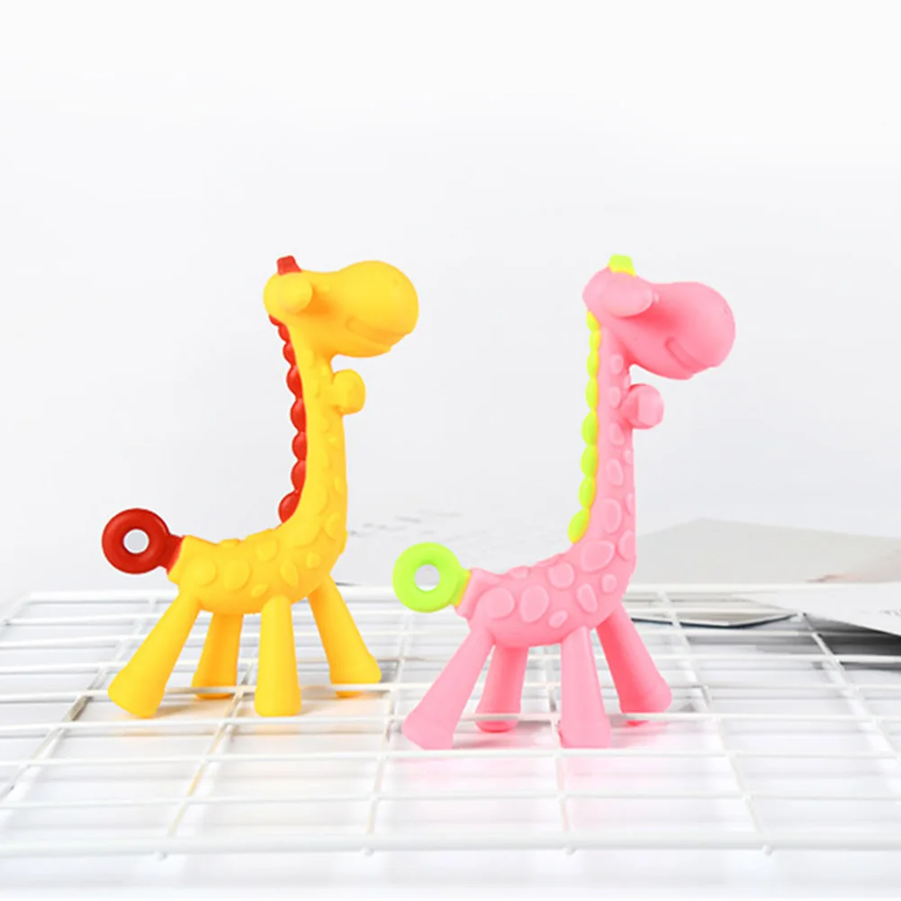 With Storage Case Training Cute Baby Teether Soft Silicone Pain Relief Chewing Toy Molar Stick Giraffe Shape Sore Gums Home | Мать и