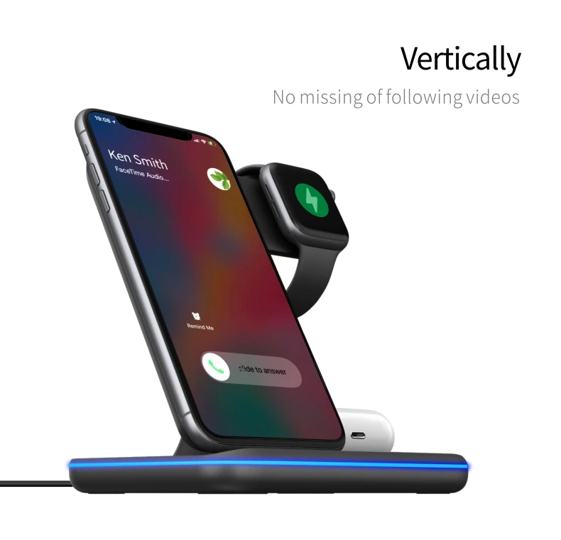 

Беспроводное зарядное устройство XIXAN 3 в 1 15 Вт для Iphone 12 11 X XS XR 8 Airpods Pro Apple Watch SE 6 5 4 3