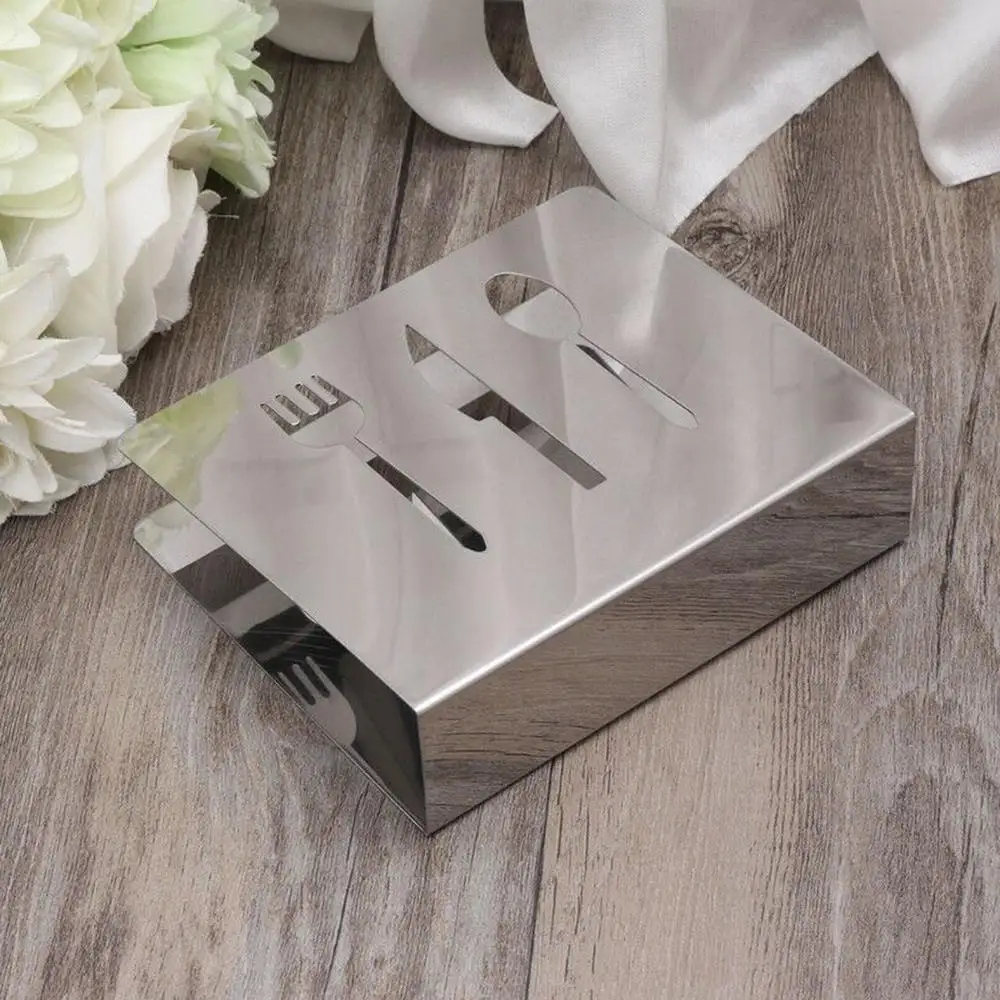 

Stainless Steel Napkin Holder Paper Case Boxes Tissue Rack Dispenser Organizer Kitchen Dining Container Table Decor