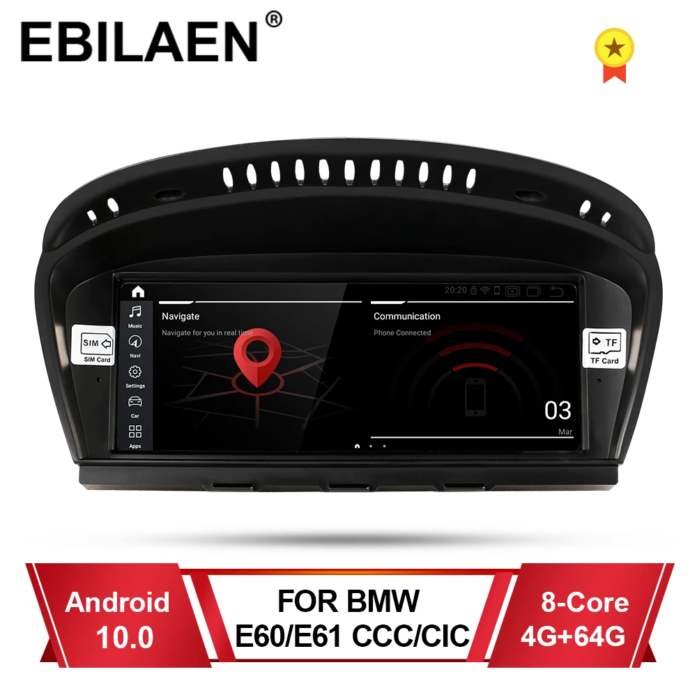 EBILAEN Android 10 0 Автомобильный мультимедийный плеер для BMW 5 серии E60 E61 E62 3 E90 E91 CCC CIC
