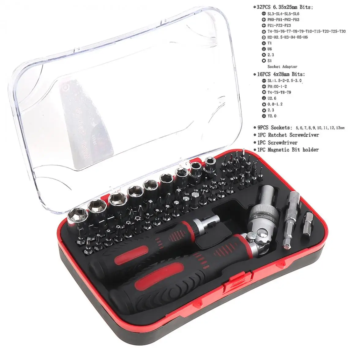 

61pcs/set Hand Tool Set Multifunction CR-V 1/4" Tools Kit Support Demolition Mobile Phone Computer for Home Mechanical