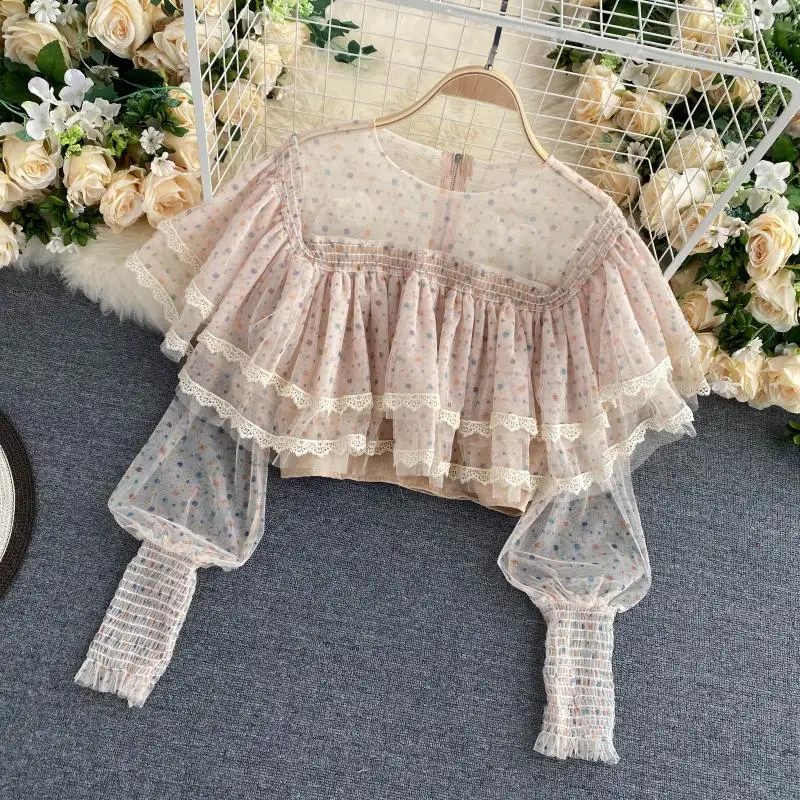 Топы новинка 2020 Женская шикарная Милая прозрачная сетчатая короткая укороченная