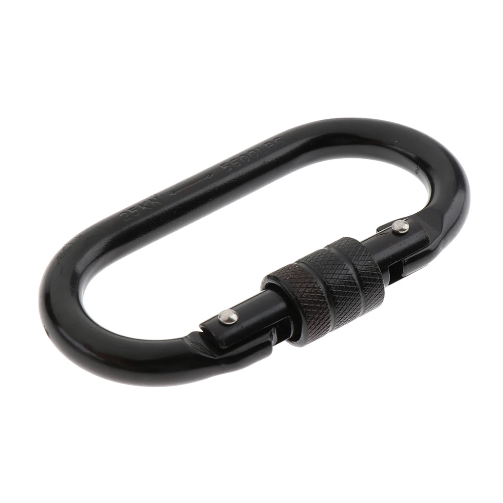 

10x 25KN Oval Shaped Rock Climbing Caving Screw Lock Carabiner Keychain Hook