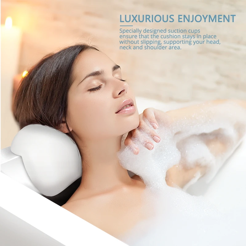 Konco Bathtub Pillow Non-slip  Bathtub Headrest Soft Waterproof Bath Pillows with Suction Cups Bathroom Accessories images - 6