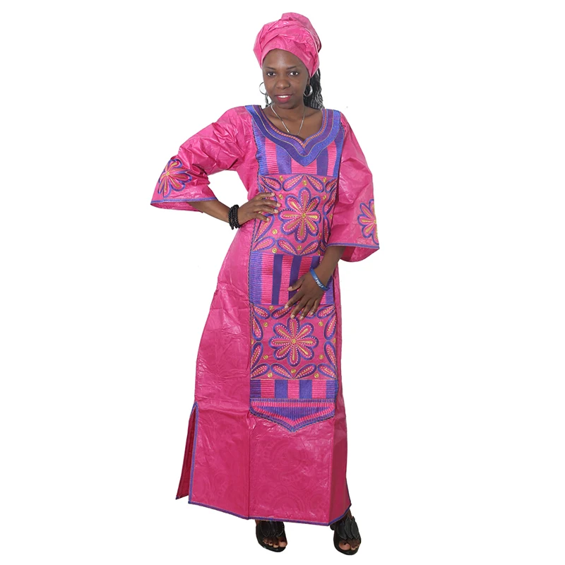 MD 2019 african dresses for women embroidered bazin riche dress with headwrap south africa lady long traditional clothes | Тематическая