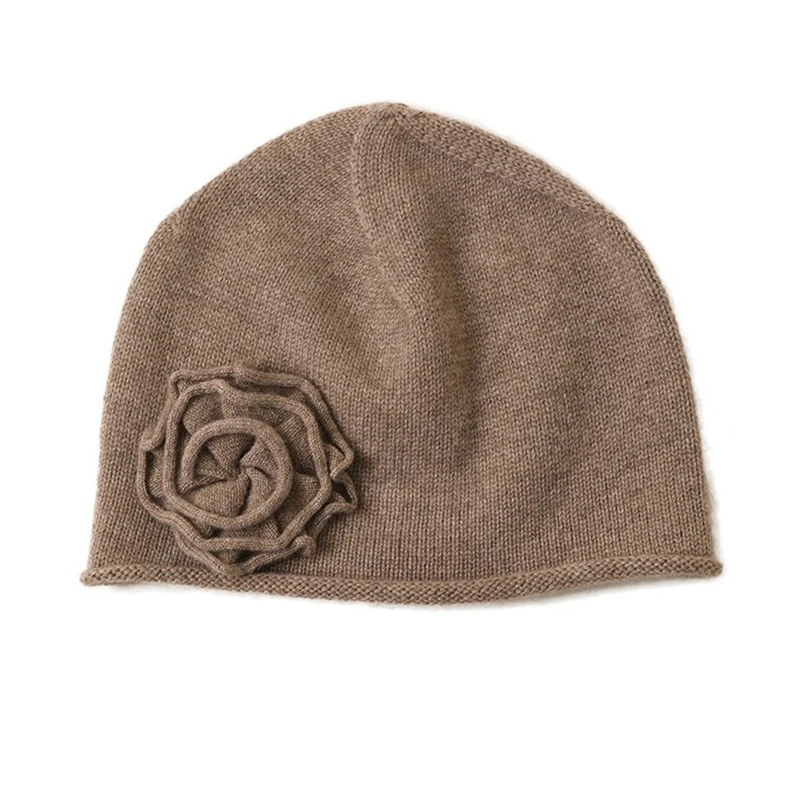 

Knitted Cashemre Hats for Women Winter Skullies & Beanies Elegant Floral Decor