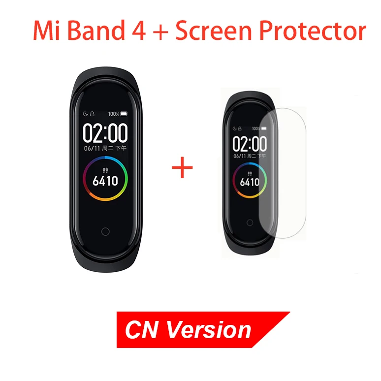 CN Version Add film Xiaomi mi-браслет 4 смарт-браслет Bluetooth 5,0 AI фитнес-браслет с частотой сердечных сокращений AMOLED цветной сенсорный экран mi Band 4 - Цвет: CN Version Add film