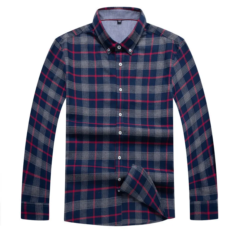 

big size 8XL 7XL Red And Blue Plaid Shirt Men Shirts New Chemise Homme Mens Checkered Shirts long Sleeve Shirt Men Blouse