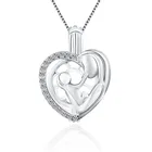 Женский кулон в форме сердца из серебра 925 пробы, с жемчугом