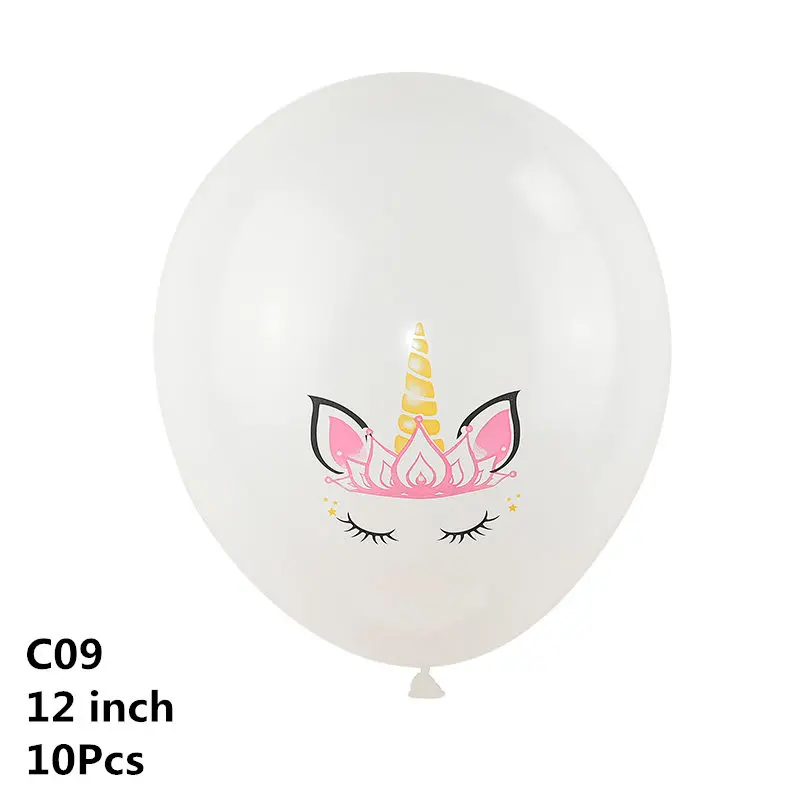 10pcs-C09 10 шт. 12 дюймов Единорог латексные шары Набор DIY мультфильм Лошадь Единорог шары принцесса день рождения украшения свадебные шары - Цвет: 10pcs-C09