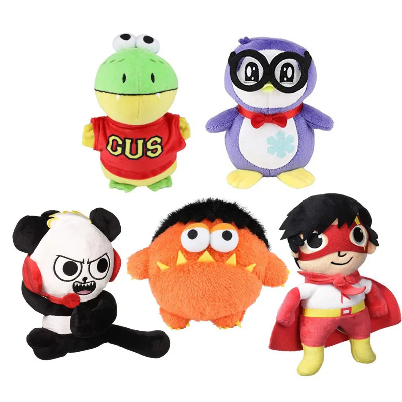 

5Pcs/Lot New Ryan's Toys Review Cartoon Animals Panda Dinosaur Plush Penguin Stuffed Doll Gifts For Children