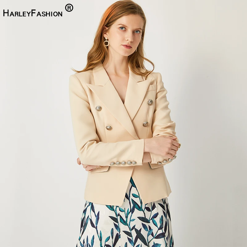 Демисезонные Дизайнерские однотонные бежевые куртки в европейском и