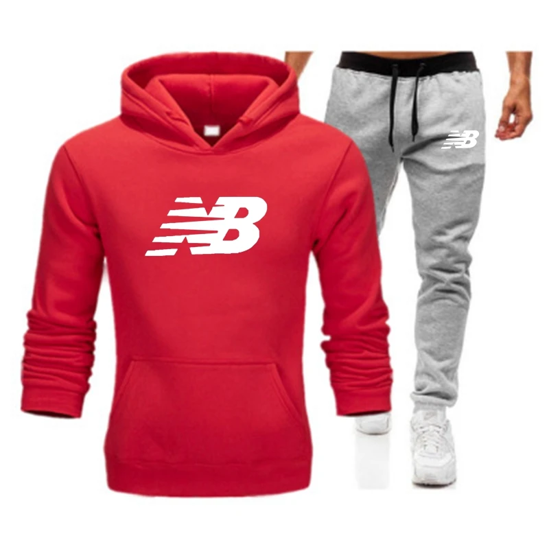 

Winter Hoodie Men's Fashion Wool Red Hoodie Black Brand Pants Jogging Suit Tracksuit Sports Shirt Men's Pullover