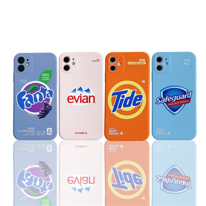 Fashion Brand Funny Water Drink Fanta Cleanser Soft Phone Case For iphone 12 Pro11 Pro Max X XS XR 6s 7 8 plus candy tpu cover
