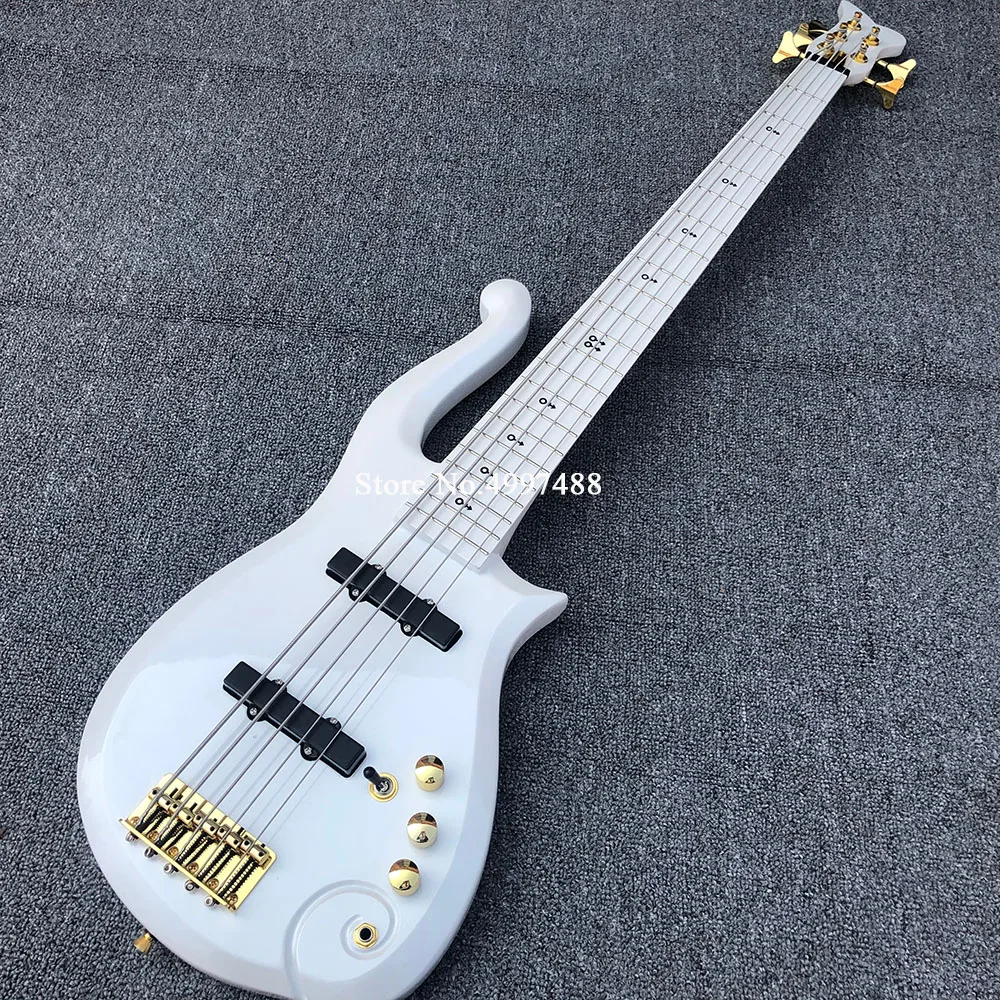 Wang Ziyun brand 4 string electric guitar white paint golden accessories maple fingerboard neck red Yang Qin body free shippi | Спорт и