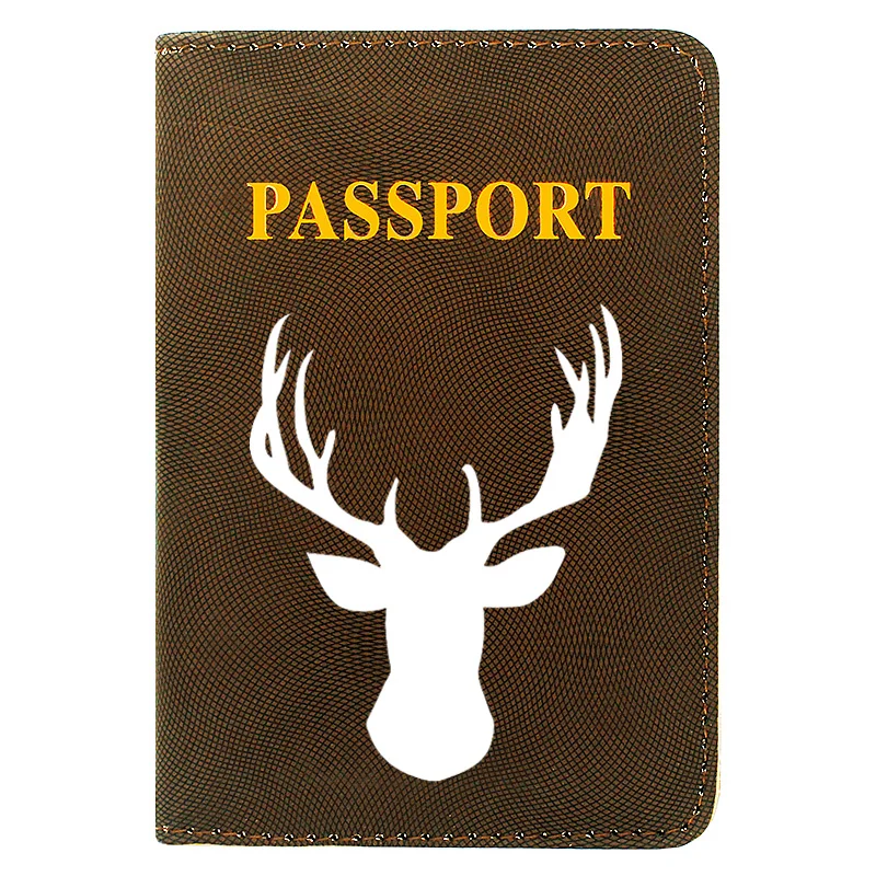 

Classic Elk Christmas Elk Printing Women Men Passport Cover Leather Travel ID Credit Card Holder Pocket Wallet Bags