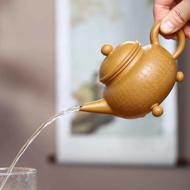 

Crab yellow section mud purple clay pot tripod level teapot famous handmade tea pot online shop