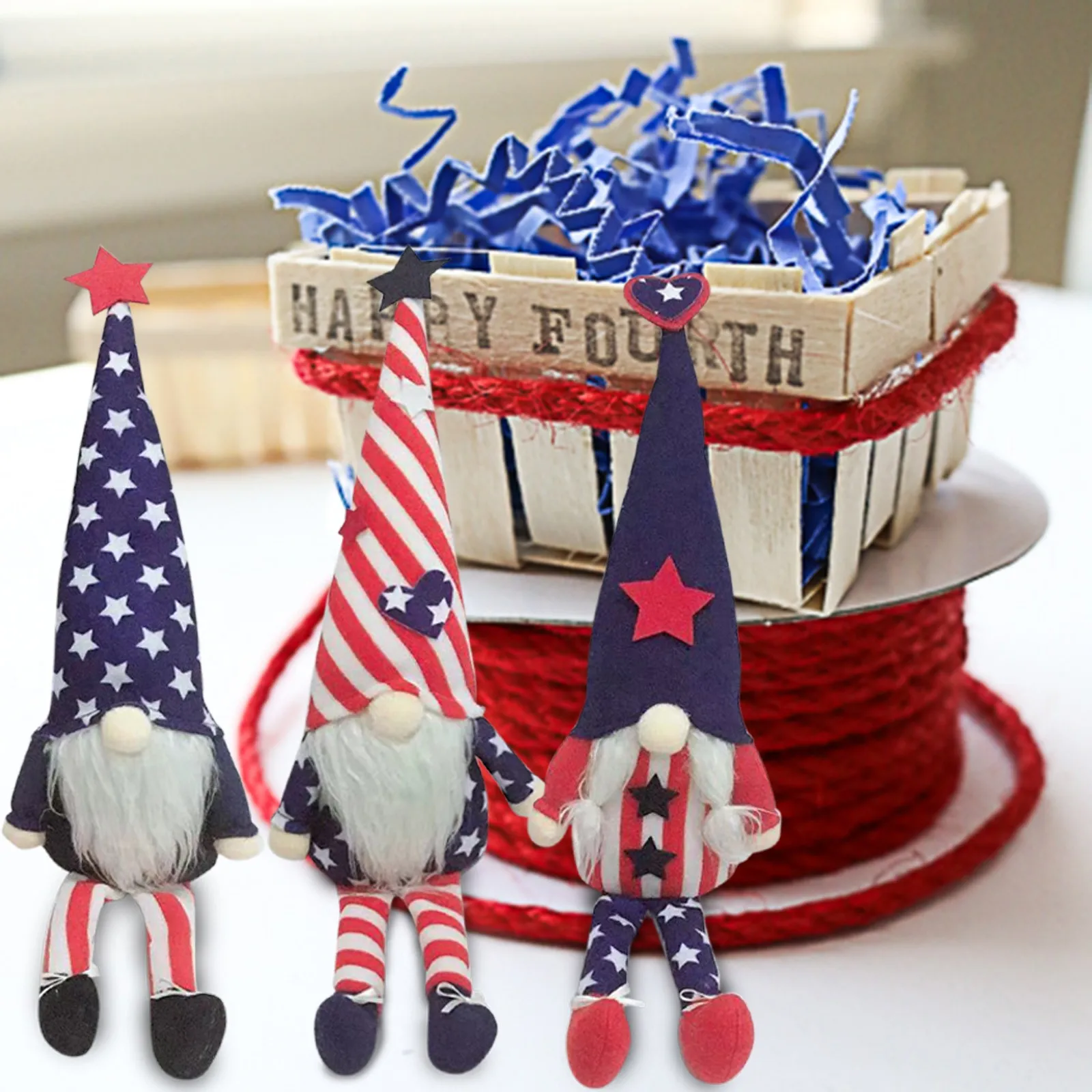

3PC Independence Day Gift Home Decorations Patriotic Gnome Elf Plush Election Decoration Living Kawaii Room Desktop Decoration
