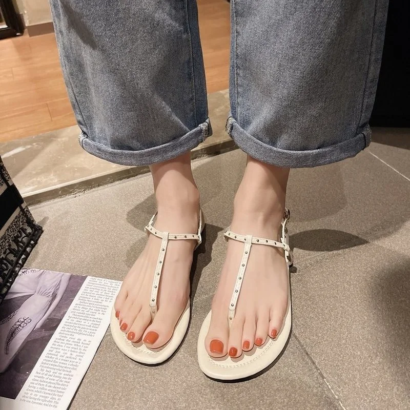 

Сандалии женские с круглым носком, удобные босоножки на плоской подошве, Пляжная модная Уличная обувь, лето 2021