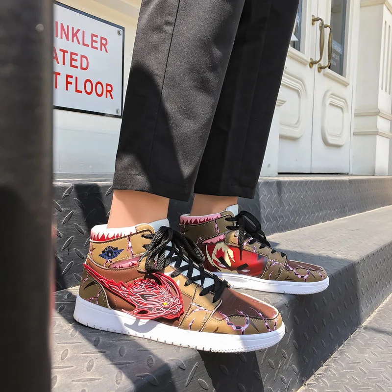 

2021 New Korean Version of Anime Men's Shoes Teenager BOYS Cartoon Student Trend All-match high-top sneakers tide Footwear