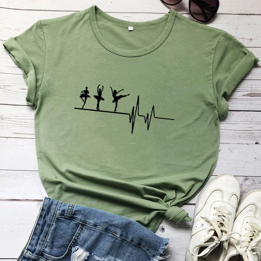 

New Summer Love Ballet T Shirt Cotton Short Sleeve Woman Dance TShirt Top Female Girl shirts femme woman feminist funny tee tops
