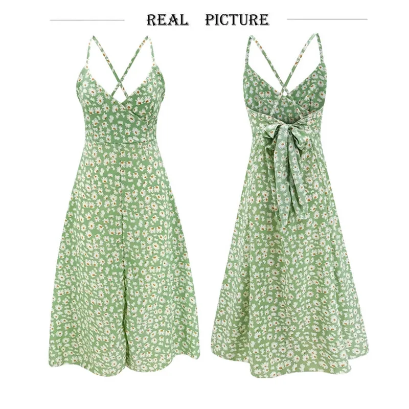 

Summer Women Dress 2020 New Vintage Sexy Deep V-neck Spaghetti Strap Print Beach Long Dress Casual Sleeveless Slim Party Dresses