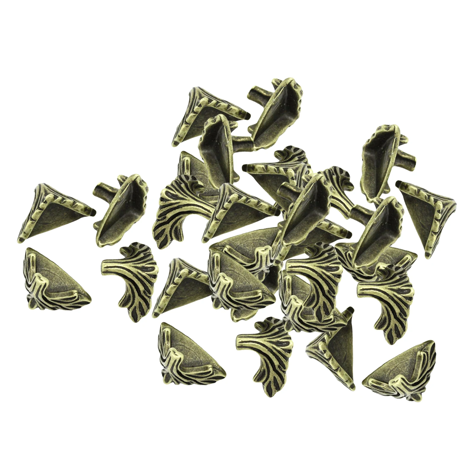 

30x Durable Decorative Bronze Metal Cabinet Box Edge Corner Brackets Trinket