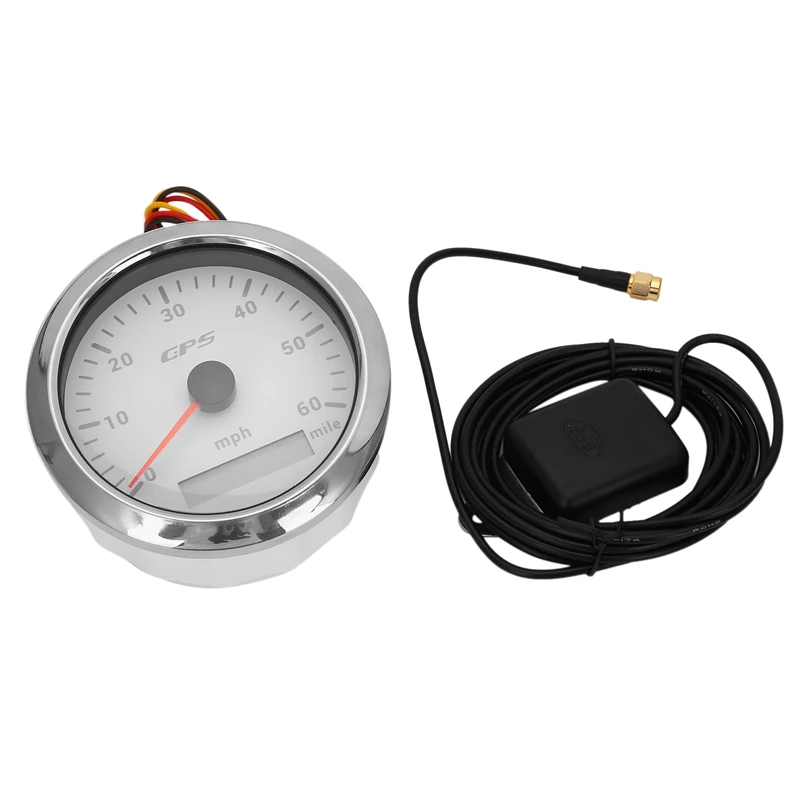

85MM GPS Marine Speedometer 0-30/Mile Tachometer with 7-Color Backlight Odometer for Boats Yachts Marine