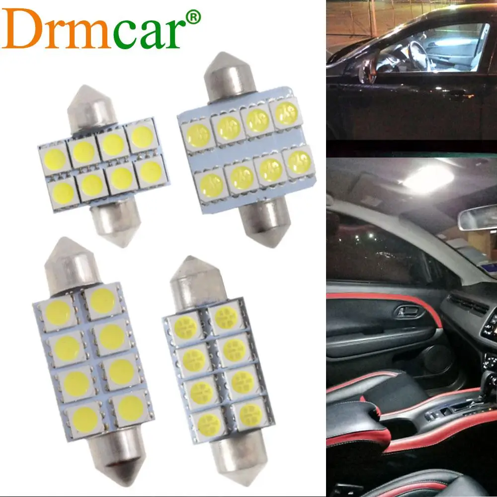 

2X White Bright 31MM 36MM 39MM 41MM 8 SMD 5050 Parking LED Car Led C5W C10W Interior Festoon Dome Light Reading Lamp Door Bulb