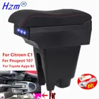 Подлокотник для Peugeot 107, Toyota Aygo BJ, Citroen C1, специальные внутренние детали, коробка для хранения со светодиодной светильник кой USB