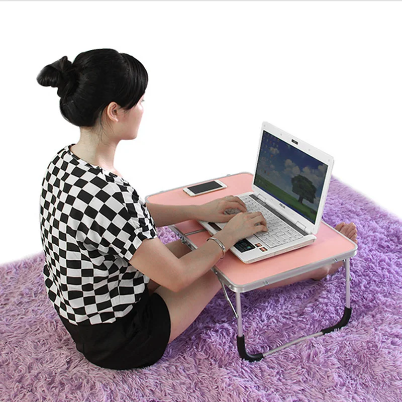 Складной компьютерный стол портативный для ноутбука металлический кровати