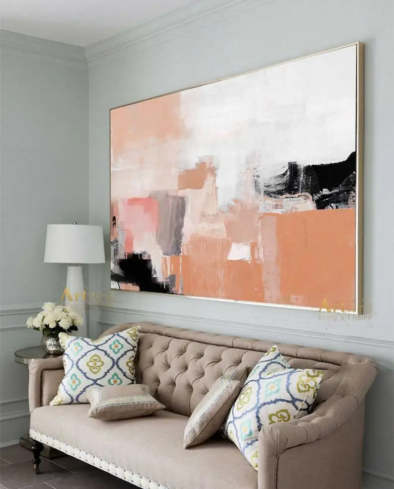 

Abstract Canvas Art Orange Original Artwork Black Modern Wall Bright Abstract Painting Colorful Textured Painting Living Room