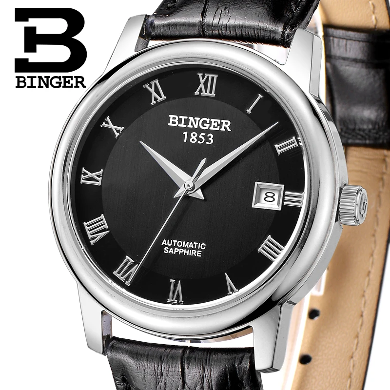 Часы мужские механические из нержавеющей стали с сапфировым стеклом 1 год