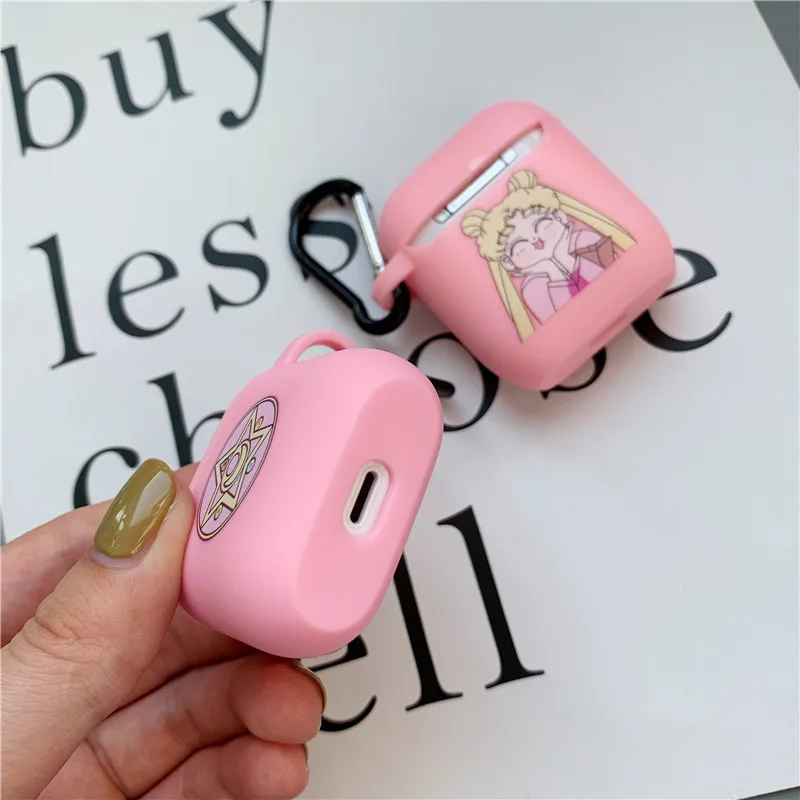 Милый чехол Sailor Moon для Apple Airpods 2 1, мультяшный чехол для Bluetooth наушников, забавный чехол для наушников, коробка для airpod, силиконовый чехол