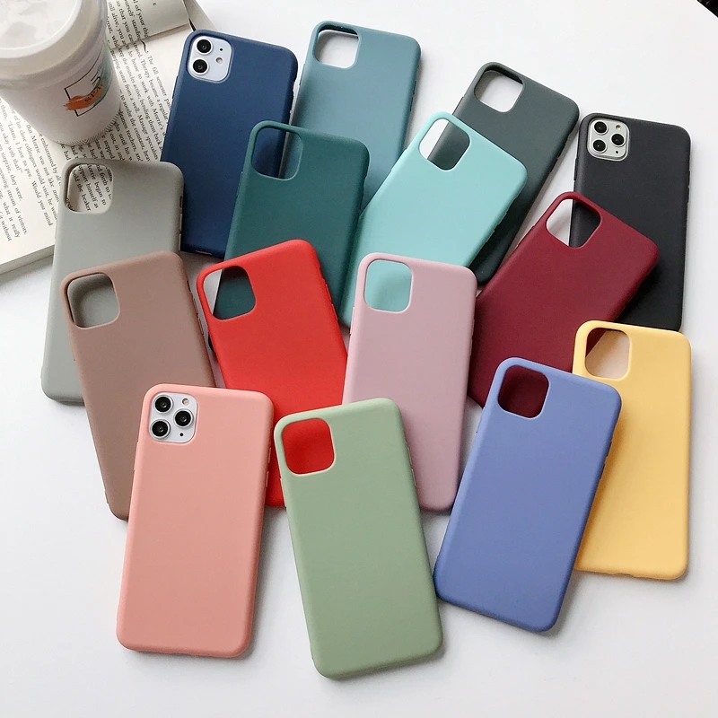 

Soft Candy Silicone Phone Case For iPhone 11 12 mini Pro Max XS X XR 7 8 6 6S Plus SE 2020 Shockproof Cases Cover