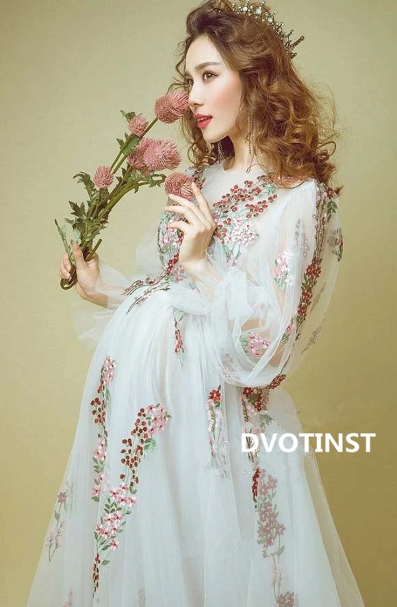 Dvotinst реквизит для фотосъемки платья беременных фотосъемка платье синяя сетка