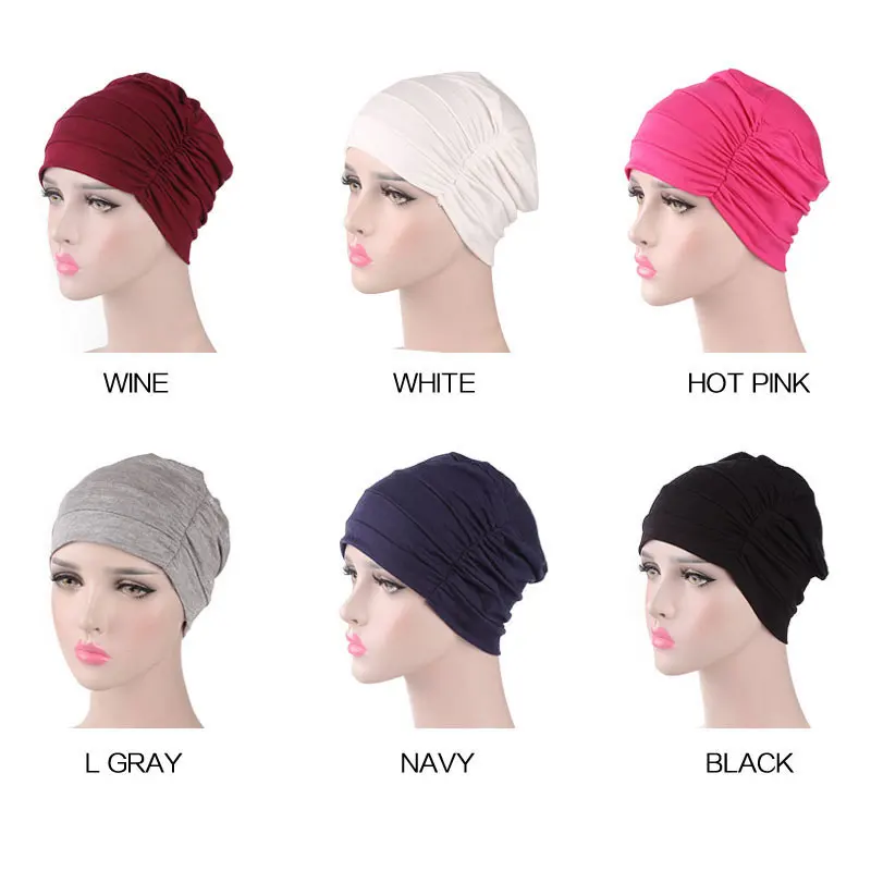 

New Womens Soft Comfy Chemo Cap and Sleep Turban Hat Liner for Cancer Hair Loss Cotton Headwear Head Wrap Hair Accessories