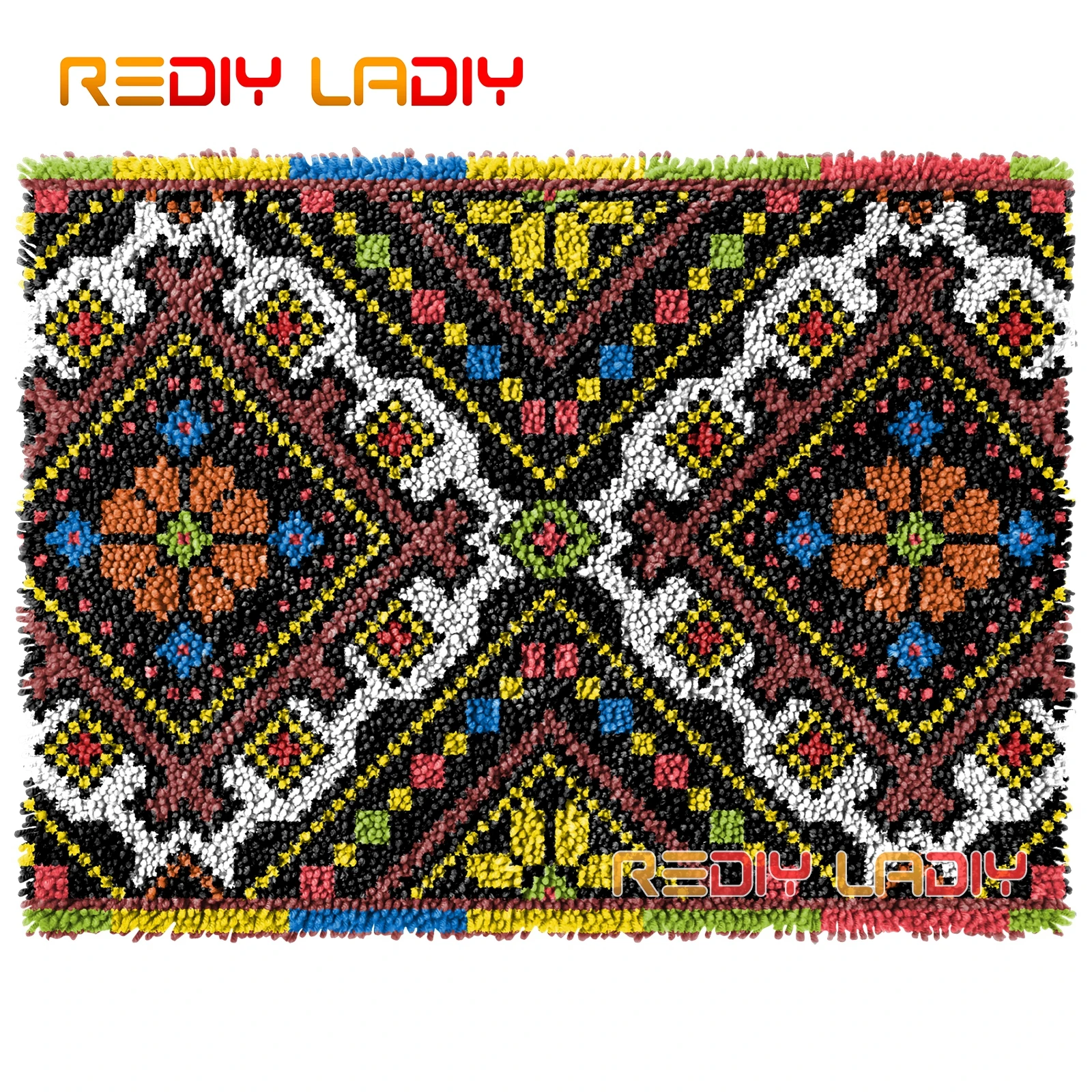 

Latch Hook Rug Classical Pattern DIY Carpet Rug Kits Thick Yarn Cross Stitch Hand Knotted Floor Mat Crochet Lush Cushion Crafts