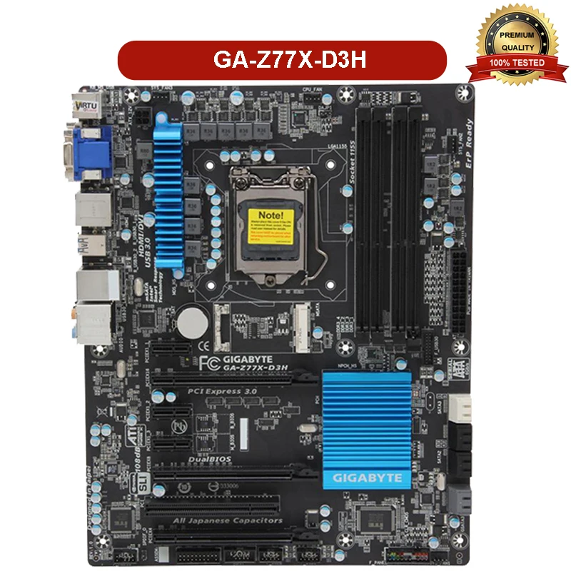 Для GIGABYTE GA Z77X D3H Rev 1.x компьютер USB3.0 LGA 1155 DDR3 для Intel® настольных ПК материнская