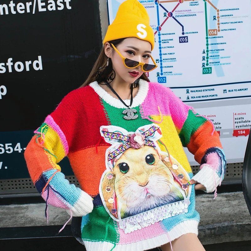 Женский осенний свитер с длинным рукавом и блестками | Женская одежда