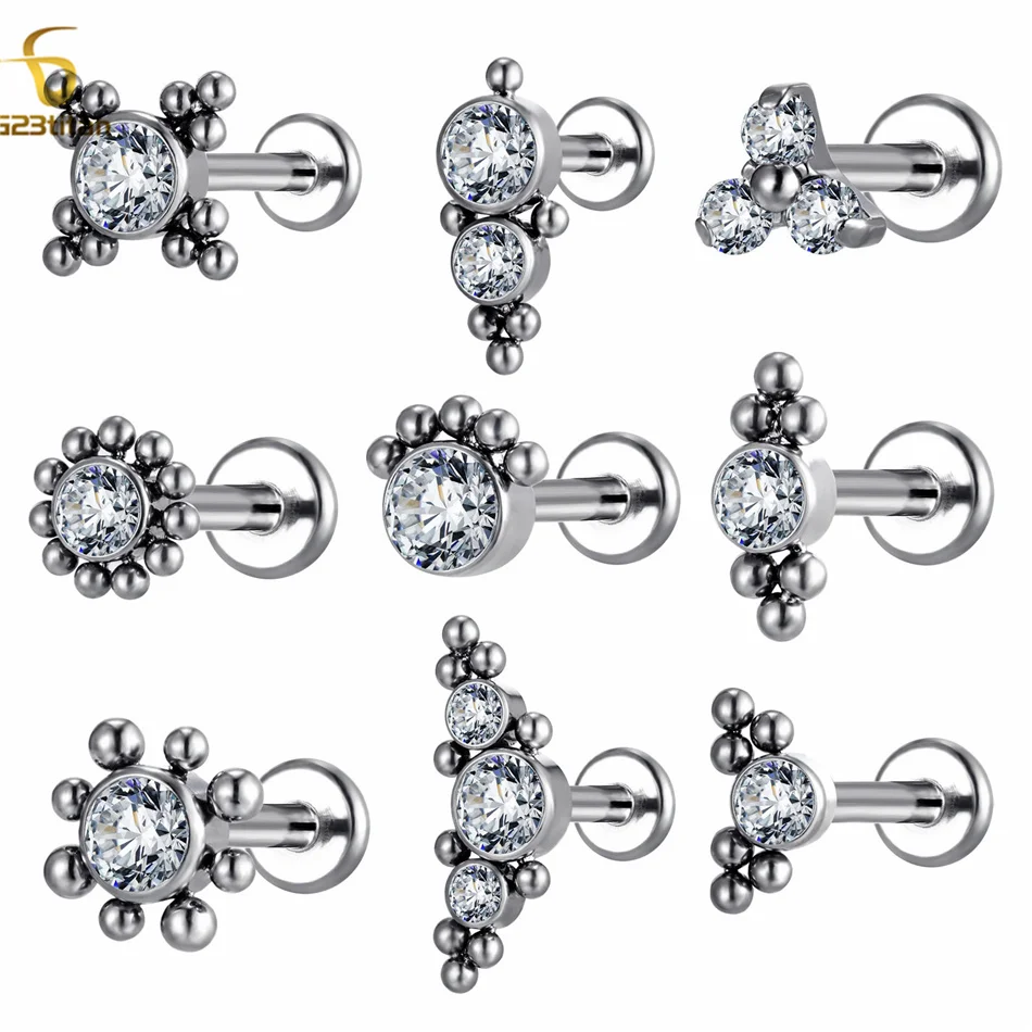 1 шт. F136 Титан мочки уха пирсинг кольцо прямой соединитель с внутренней резьбой