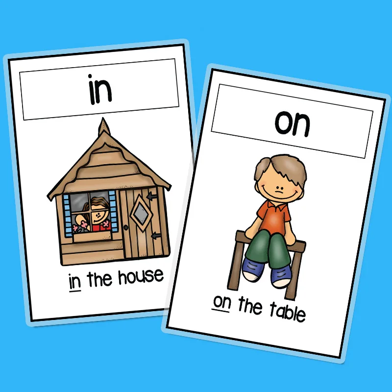 

14Pcs English Flash Cards Preposition Early Educational Word Picture Cognitive Cards Kindergarten English Teacher Teaching Aids